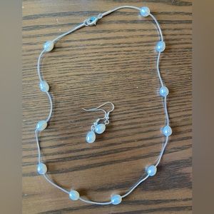 Genuine pear necklace and earrings set